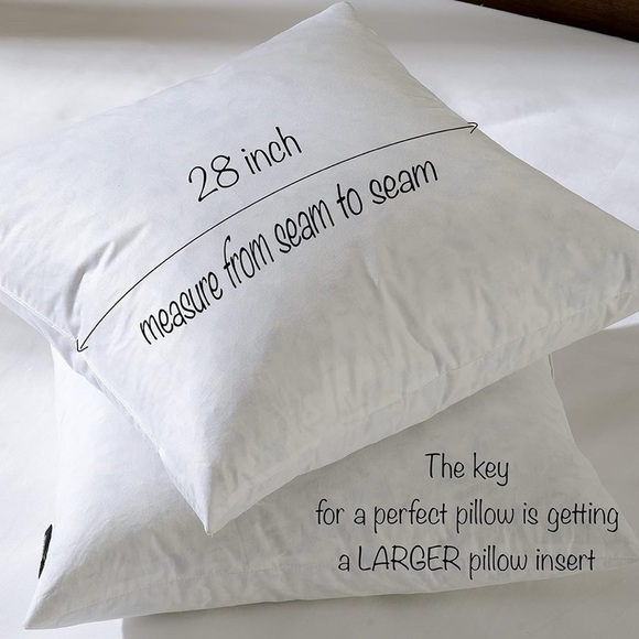 28x28” 1 Piece Euro Throw Pillow Insert-Down Feather Pillow Insert-Cotton White - Picture 7 of 7